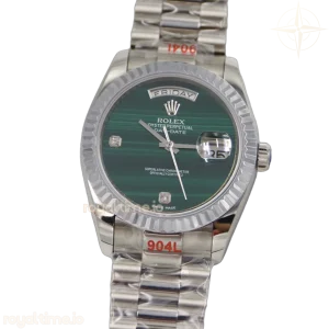 Daydate 36 128236 Malachite Diamond Marker Dial in Platinum