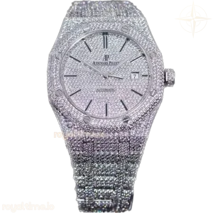 Audemars Piguet Royal Oak 41mm 15400 Iced Out Steel in Stick Markers