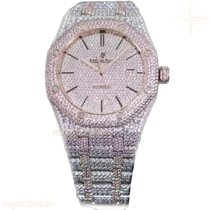 Audemars Piguet Royal Oak 41mm 15400 Iced Out Steel/Rose Gold in Stick Markers