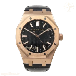 Audemars Piguet Royal Oak 41mm 15510 RG APSF Black Dial on Black Leather Strap SA4302