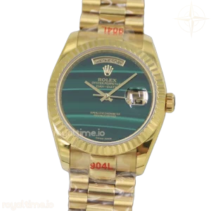 Daydate 36 128238 Malachite Dial in Yellow Gold