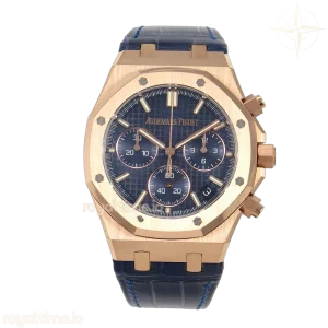 Audemars Piguet Royal Oak Chrono 26240 RG DDF Blue Dial on Blue Leather Strap DD4401 Gain Weight (SW Dial)