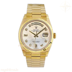 Daydate 36 128238 MOP Dial in Yellow Gold