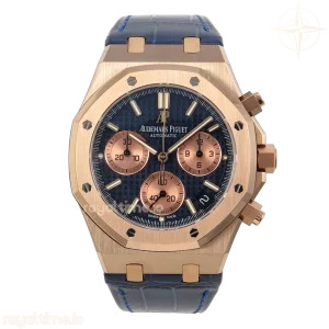 Audemars Piguet Royal Oak Chrono 26240 RG DDF Blue/RG Dial on Blue Leather Strap DD4401 (SW Dial)