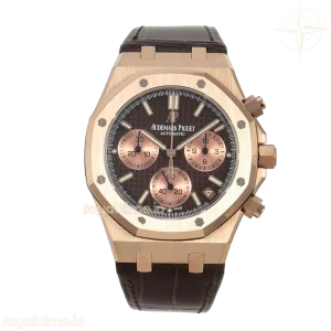 Audemars Piguet Royal Oak Chrono 26240 RG DDF Brown Dial on Brown Leather Strap DD4401 Gain Weight (SW Dial)