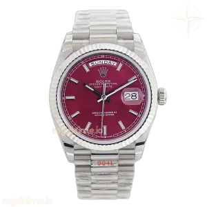 Daydate 36 Red Dial with Sticker in White Gold