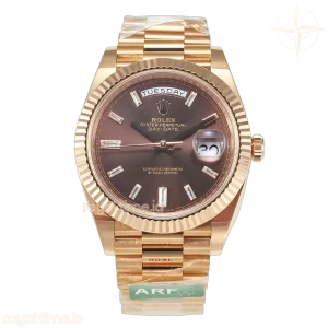 DayDate 40 228235 ARF 904L Steel Brown Crystal Diamonds Bezel on President Bracelet VR3255