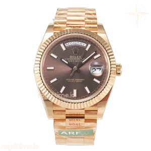 DayDate 40 228235 ARF 904L Steel Brown Stick Dial on President Bracelet VR3255