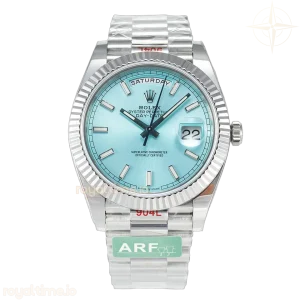 DayDate 40 228236 ARF 904L Steel Tiffany Blue Stick Dial on President Bracelet VR3255