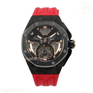 Audemars Piguet Royal Oak Concept Tourbillon 42mm RMF Skeleton Dial on Red Rubber Strap