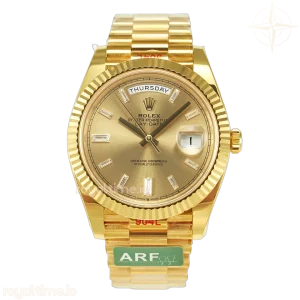 DayDate 40 228238 ARF 904L Steel YG Crystal Diamonds Bezel on President Bracelet VR3255