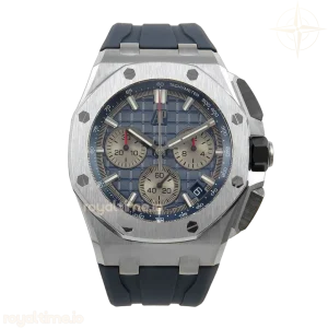Audemars Piguet Royal Oak Offshore 43mm 26420ti Titanium DDF Blue Dial on Blue Rubber Strap DD4401
