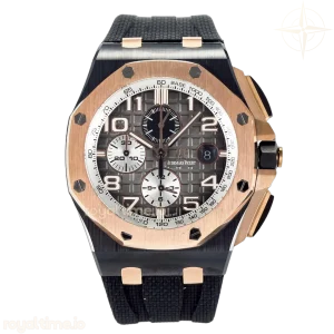 Audemars Piguet Royal Oak Offshore 44mm Black Ceramic TKF Gray Dial RG Bezel on Black Rubber Strap A3126