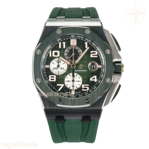 Audemars Piguet Royal Oak Offshore 44mm Black Ceramic TKF Green Dial on Green Rubber Strap A3126