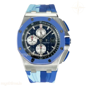 Audemars Piguet Royal Oak Offshore 44mm SS TKF Blue Dial on Blue Camou Rubber Strap A3126