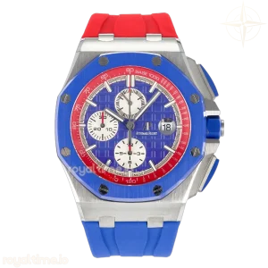 Audemars Piguet Royal Oak Offshore 44mm SS TKF Blue/Red Dial on Blue/Red Rubber Strap A3126
