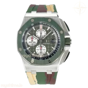 Audemars Piguet Royal Oak Offshore 44mm SS TKF Green Dial on Green Camou Rubber Strap A3126