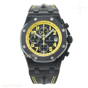 Audemars Piguet Royal Oak Offshore Bumble Bee Forged Carbon JF on Leather Strap A7750 w/ Cyclops &amp; DW Mod