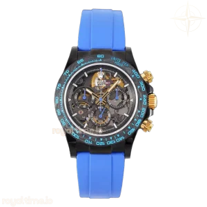 Blaken Daytona Skeleton Dial in PVD on Blue Rubber Strap