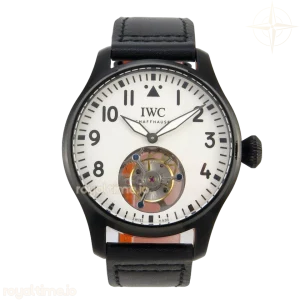 IWC Big Pilot 43 Tourbillon PVD RMSF Whtie Dial on Black Leather Strap