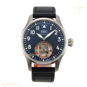 IWC Big Pilot 43 Tourbillon SS RMSF Blue Dial on Black Leather Strap