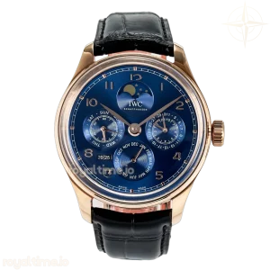 IWC IW5033 Portugieser Perpetual Calendar RG V9F White Dial on Black Leather Strap A52610