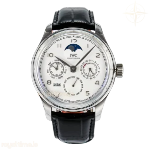 IWC IW5033 Portugieser Perpetual Calendar SS V9F White Dial on Black Leather Strap A52610