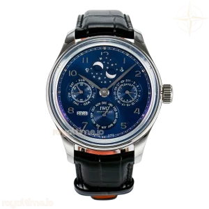 IWC IW5034 Portugieser Perpetual Calendar SS V9F Blue Dial on Black Leather Strap A52610