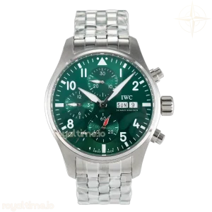 IWC Pilot’s Watch IW388104 BLSF Performance Chronograph 41mm SS Green Dial On Stainless steel bracelet A7750 to 69385