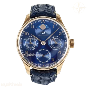 IWC Portugieser Perpetual Calendar RG 5033 APSF Blue Dial on Blue Leather Strap Style 1 A52610