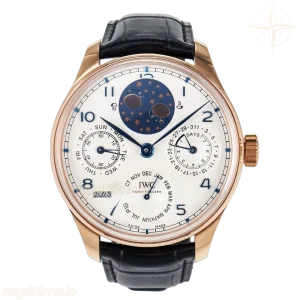 IWC Portugieser Perpetual Calendar RG 5033 APSF White Dial on Black Leather Strap A52610