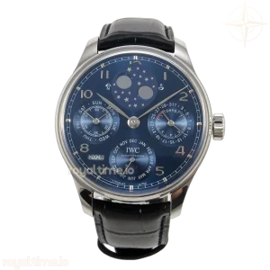 IWC Portugieser Perpetual Calendar SS 5033 APSF Blue Dial on Black Leather Strap A52610