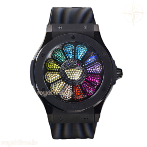 Hublot Classic Fusion Takashi Murakami 45mm Sunflower Dial in DLC on Rubber Strap