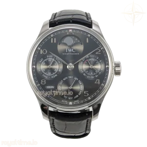IWC Portugieser Perpetual Calendar SS 5033 APSF Gray Dial on Black Leather Strap A52610