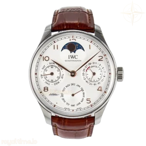 IWC Portugieser Perpetual Calendar SS 5033 APSF White Dial on Brown Leather Strap A52610