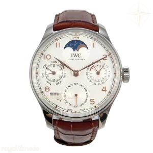 IWC Portugieser Perpetual Calendar SS 5033 APSF White/RG Dial on Brown Leather Strap A52610