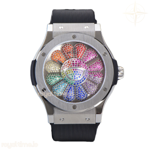 Hublot Classic Fusion Takashi Murakami 45mm Sunflower Dial in Steel on Rubber Strap