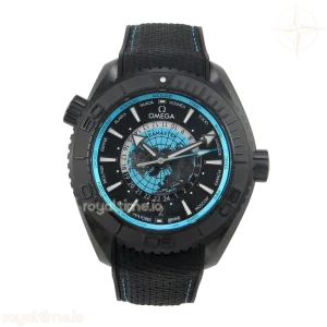 Omega Planet Ocean 45.5mm GMT Worldtimer Real Ceramic VSF Black/blue Dial On Black Rubber Strap 8938