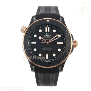 Omega Seamaster Diver 300M Black Ceramic Bezel RG ORF Black Dial On Black Rubber Strap OR8806