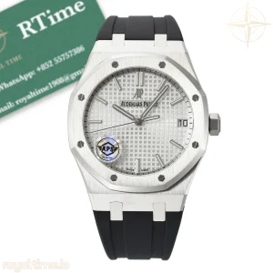 Audemars Piguet Royal Oak 15500 SS APSF Silver Dial on Black Rubber Strap SA4302 Super Clone V3 Free Sprung