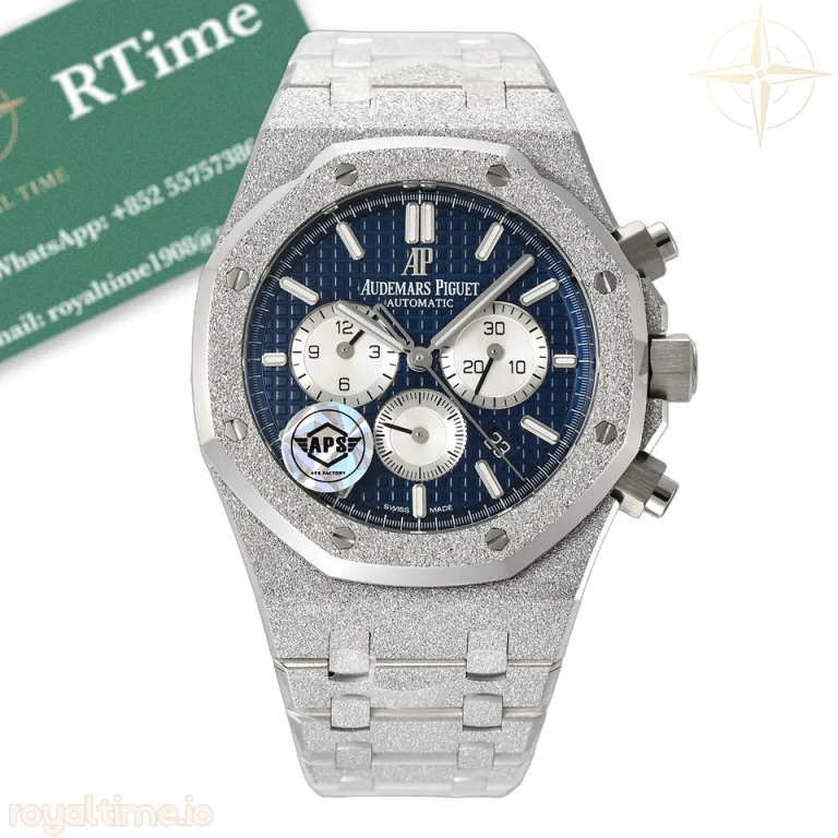 Audemars Piguet Royal Oak Chrono 41mm 26331 Frosted SS APSF Blue/White Dial on Bracelet A2385