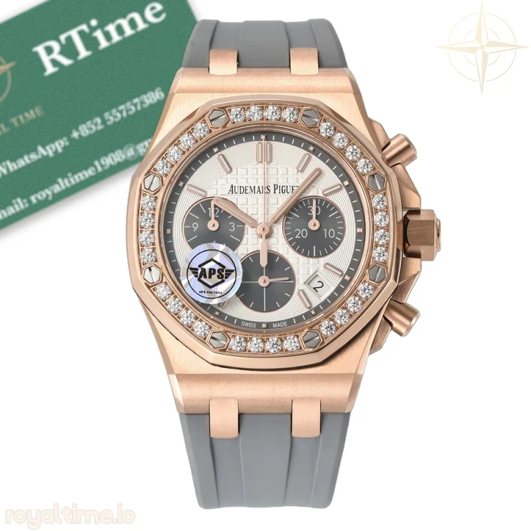 Royal Oak Offshore 37mm RG Ladies 26231 APSF White/Gray Dial on Gray Rubber Strap A2385