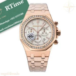 Audemars Piguet Royal Oak Chrono 38mm 26715 RG APSF Diamond Bezel Silver Dial On RG Bracelet A2385