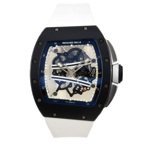 Richard Mille AVF RM061 Black Ceramic Black/White Inner Bezel White Rubber Strap Vaucher RMUL2 Free Sprung (Mod)