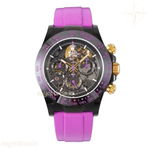 Blaken Daytona Skeleton Dial in PVD on Purple Rubber Strap