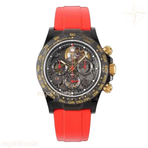 Blaken Daytona Skeleton Dial in PVD on Red Rubber Strap