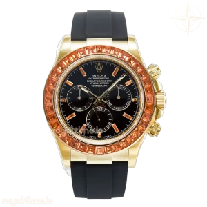 Daytona 116518 YG Orange Crystal Bezel N6F Black Dial on Oysterflex Strap SA4130