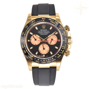 Daytona 116518LN Black/Champagne Index "Newman" Dial in Yellow Gold on Rubber Strap