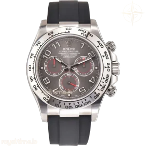 Daytona 116519 Slate Grey Dial in White Gold on Rubber Strap