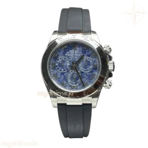 Daytona 116519 Sodalite Dial in White Gold on Rubber Strap